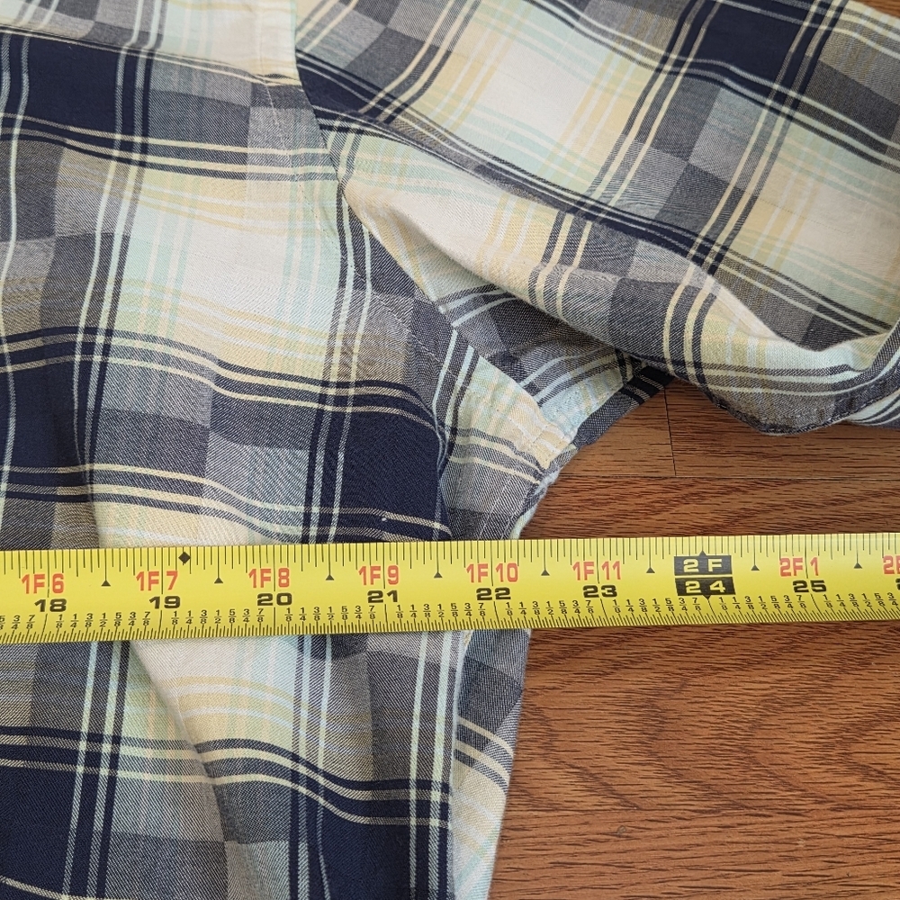 Maceoo Long Sleeve Button Down Shirt Mens L Yellow Italian Plaid Geometric Print - Picture 7 of 14